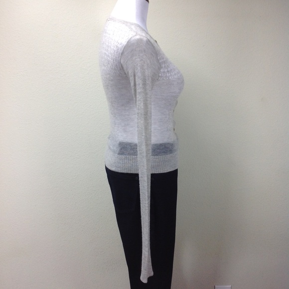 Fossil Light Gray Shear Long Sleeve Cardigan - Picture 4 of 5